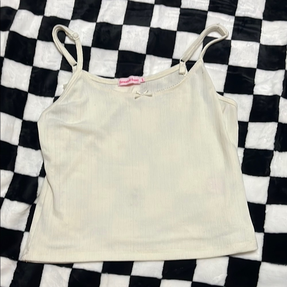 Cream Sleeveless Fitted Crop Camisole